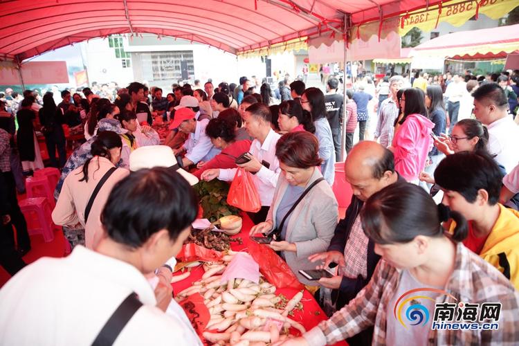 高清组图五指山市互联网爱心消费扶贫农副产品展销会举行大批市民前来